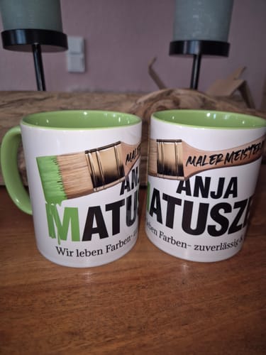 Customer photo review of TassenExpress - Becher Keramik Tasse mit Logo bedruckt 325ml Firmenlogo