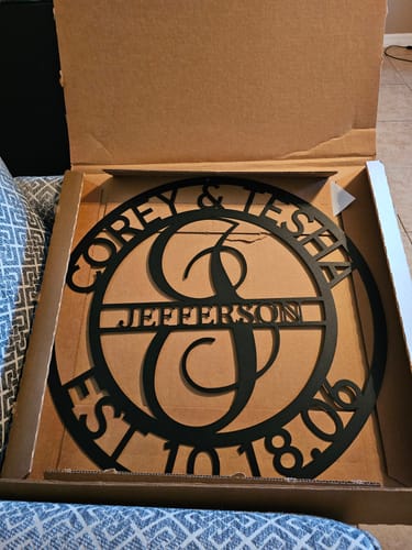 Customer photo review of Elaborate Name - Steel Sign