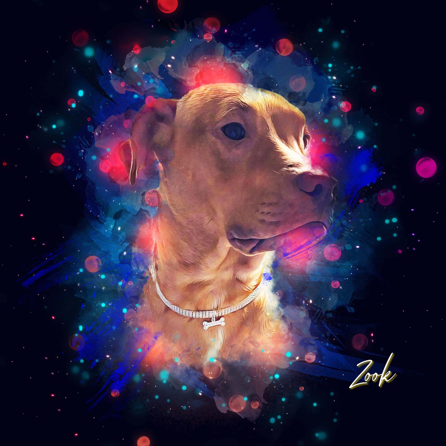 Customer photo review of Custom Neon Watercolor Pet Portrait – Aesthetic Neon Style (AN)