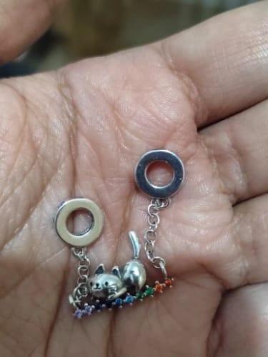 undefined review of 925 Sterling Silver Kitty on a Swing Charm image 1 out of 1
