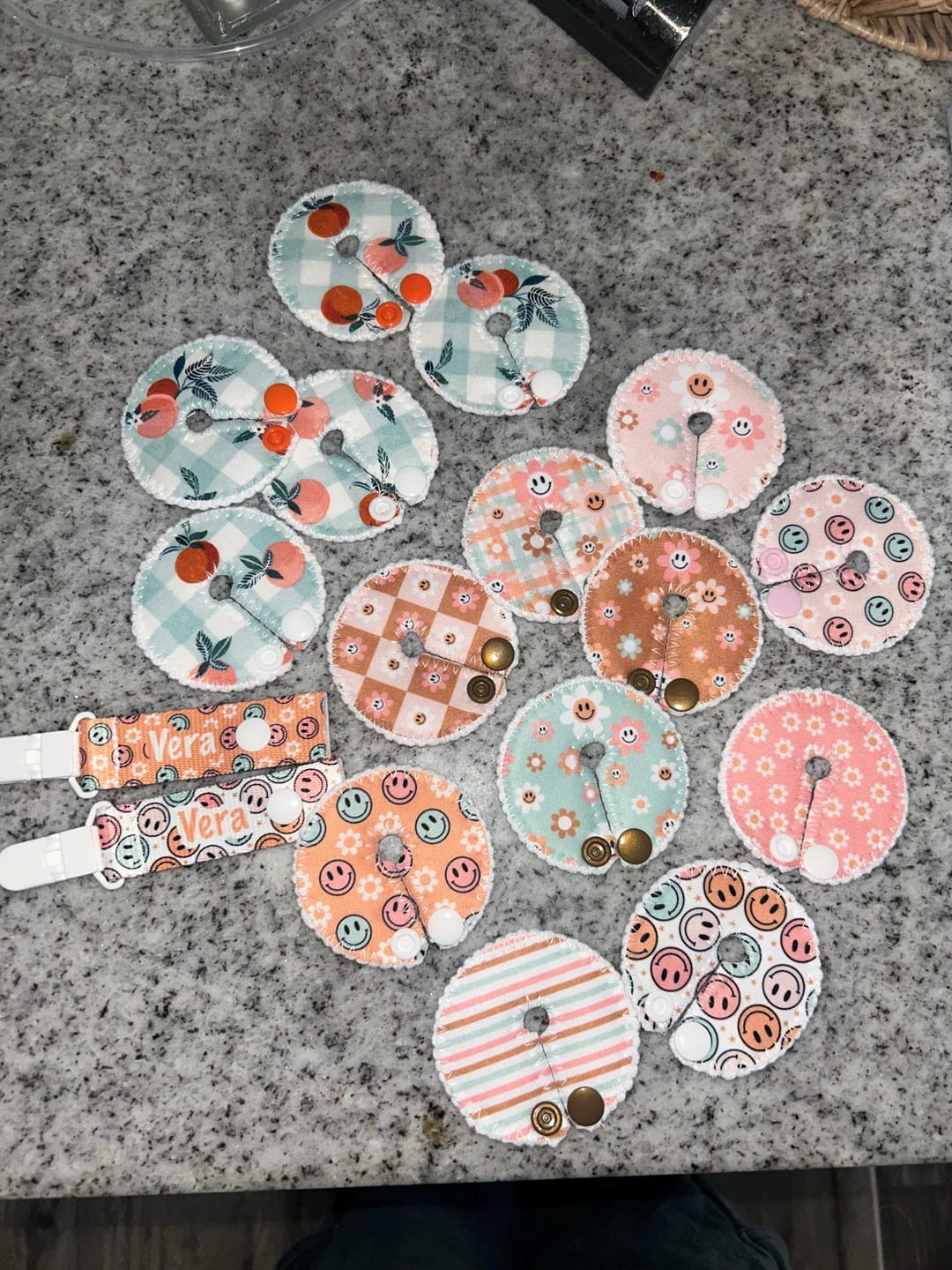 Customer photo review of Retro Faces Feeding Tube Pads