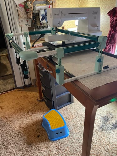 Customer photo review of Mini Quilter Tabletop Fabric Frame