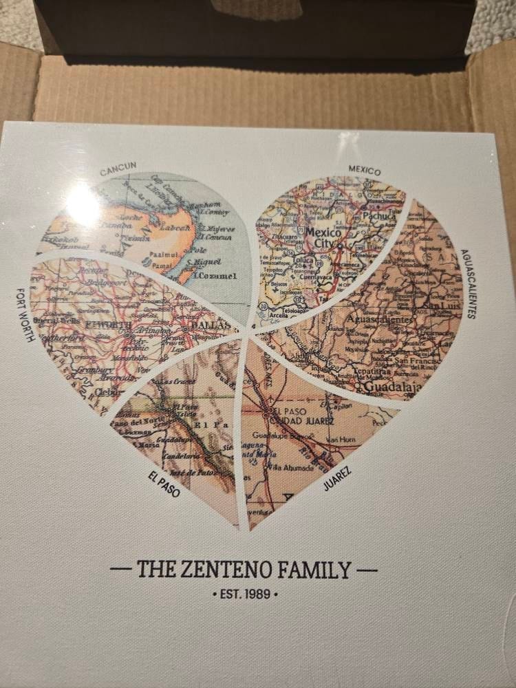 Customer photo review of Personalized Heart Map Print