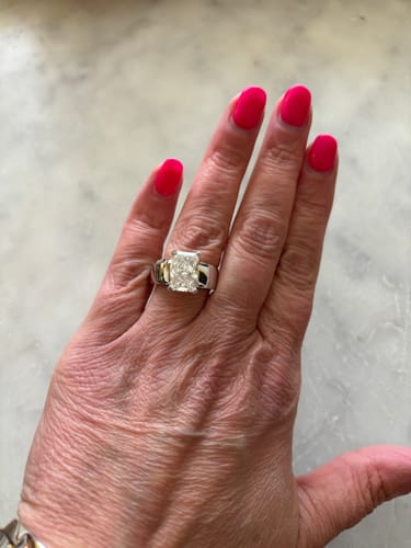 Customer photo review of Doveggs wide band engagement ring only semi-mount only(Exclusively to DovEggs Stones)