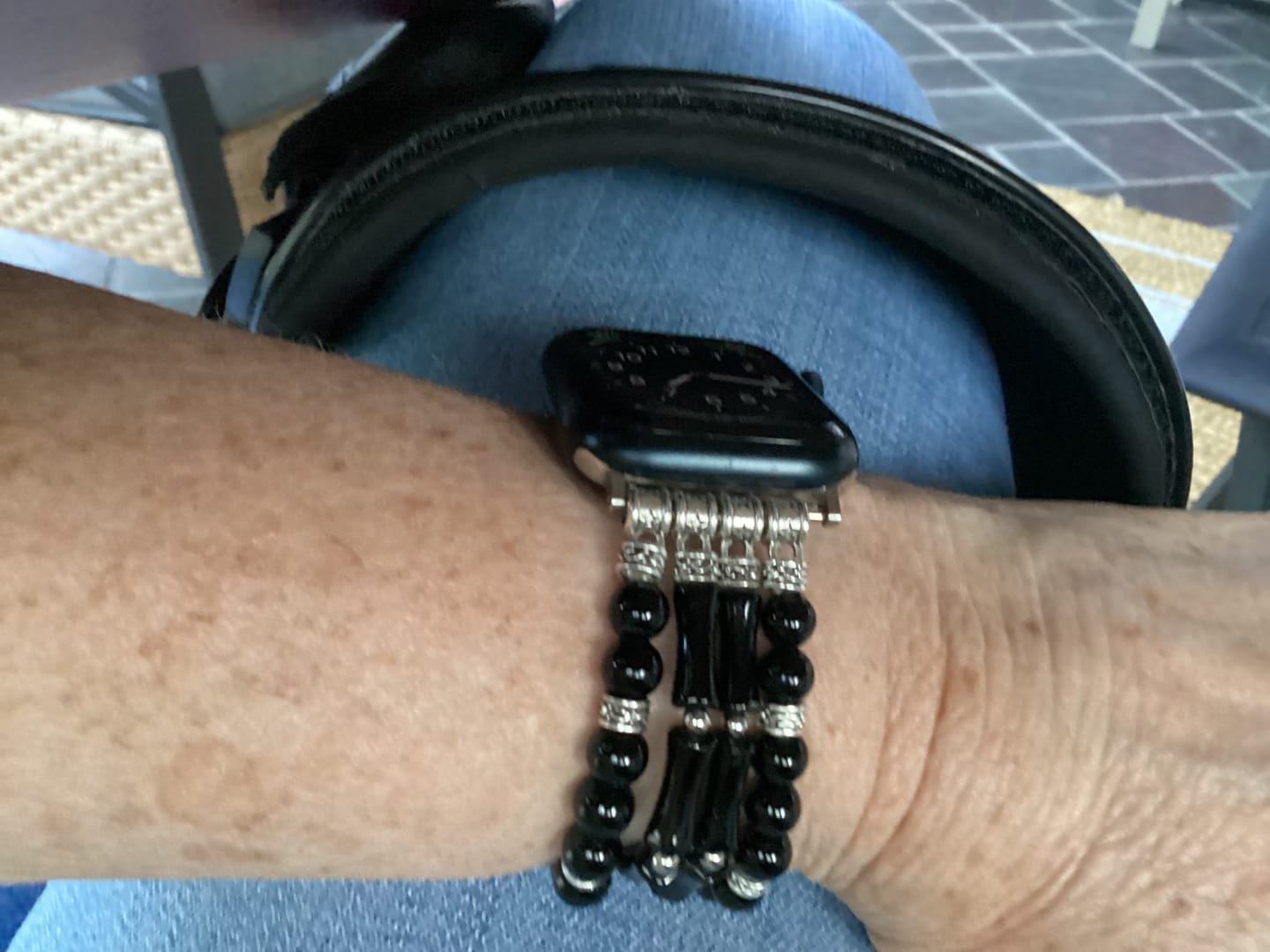 Customer photo review of Moonlight Agate Stretch Apple Watch Strap