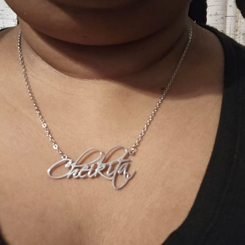 Customer photo review of Personalized Script Necklace