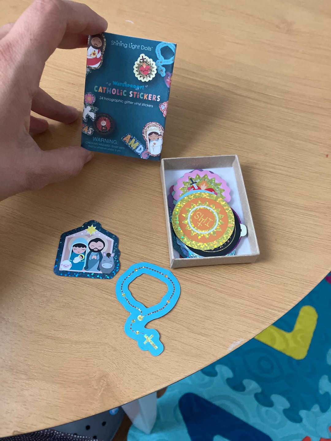 Customer photo review of Catholic Holographic Glitter Vinyl Sticker 24 Pack Box