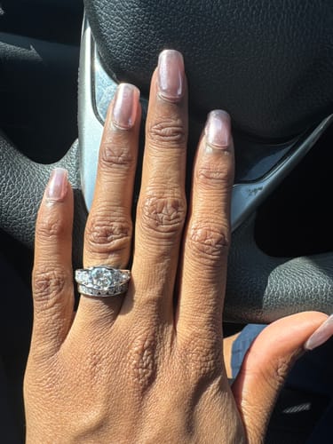 Customer photo review of Bezel Round Moissanite Channel Euro Shank Engagement Ring
