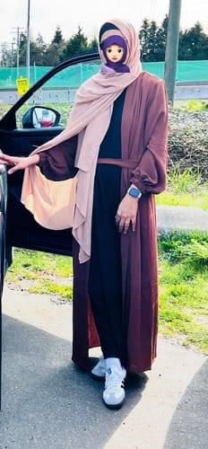 Customer photo review of Amani Textured Abaya Outer - Canyon