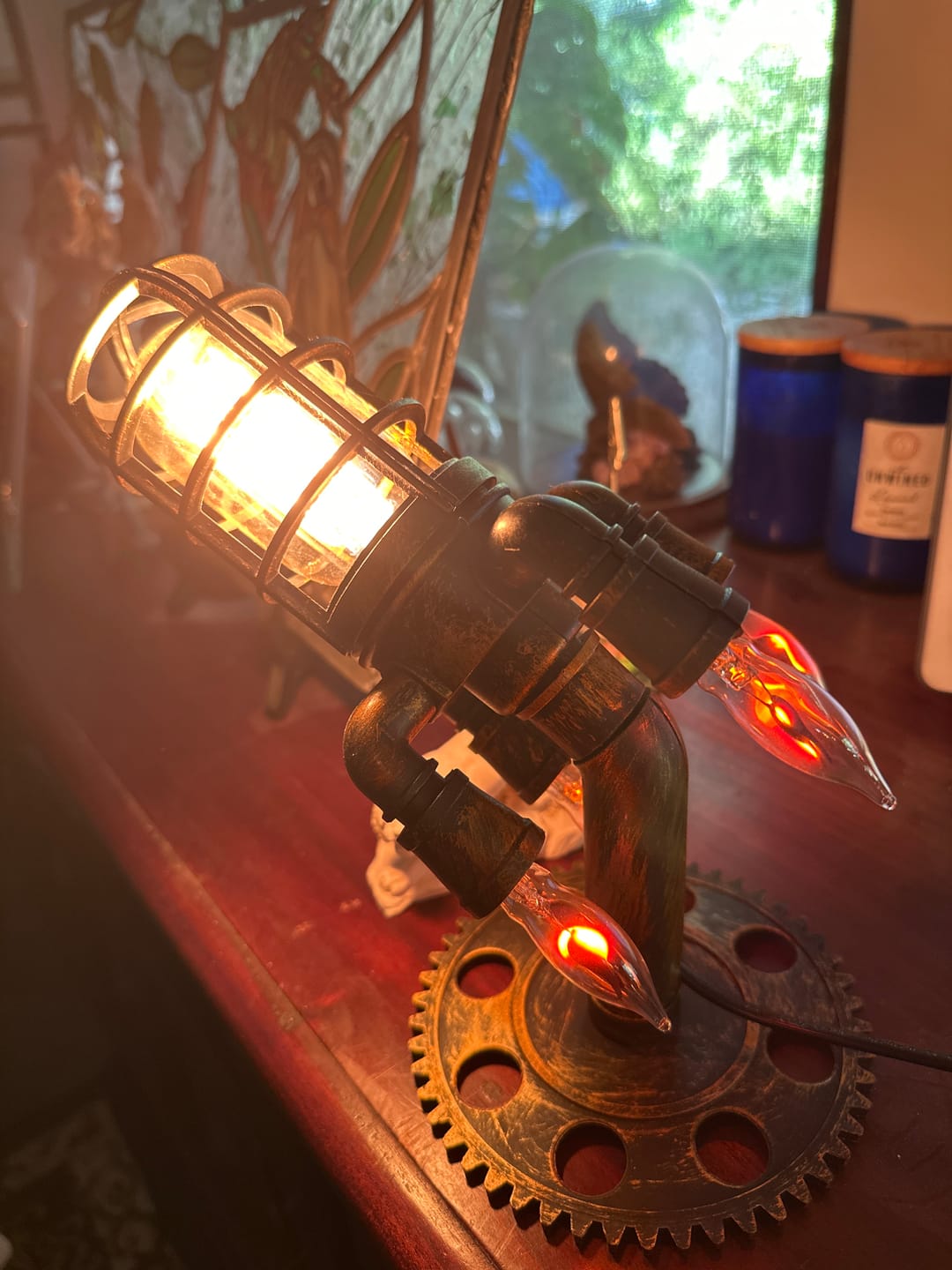 Customer photo review of Steampunk Rocket Lamp