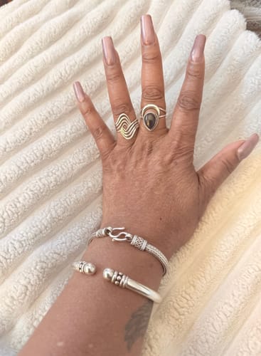 Customer photo review of Black Tourmaline Moon Ring Sterling Silver