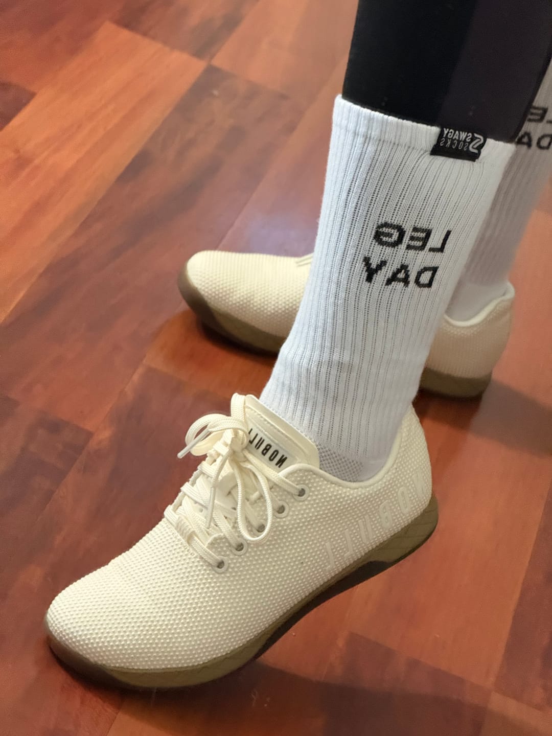 Customer photo review of Leg Day - Unisex Crew Workout Socks
