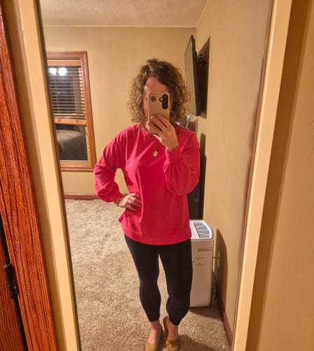 Customer photo review of Simple Raw Edge Sweatshirt