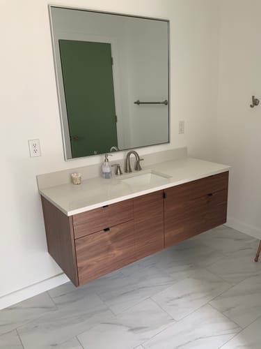 Customer photo review of Austin 60" Wall Mount American Black Walnut Bathroom Vanity