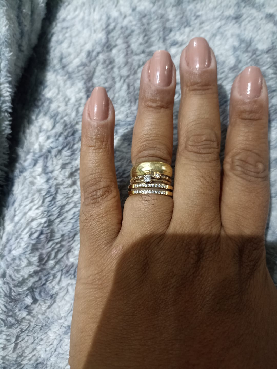 Customer photo review of Anel Duplo Camada Banhado em Ouro 18k