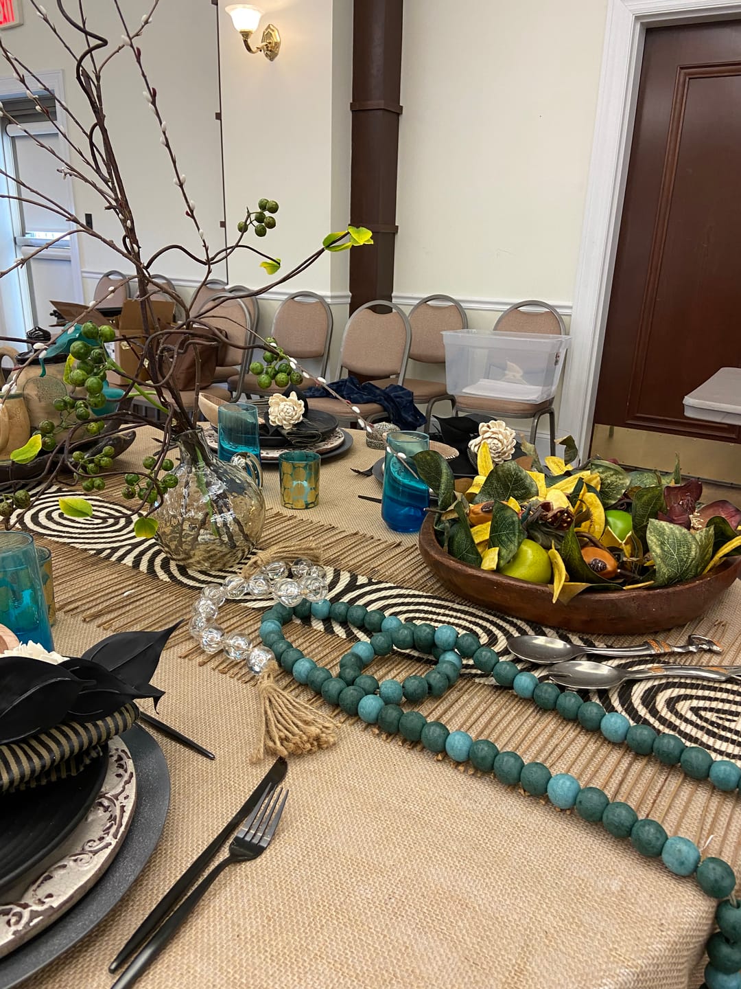 Customer photo review of Black & White Circles Twig & Mudcloth Runner