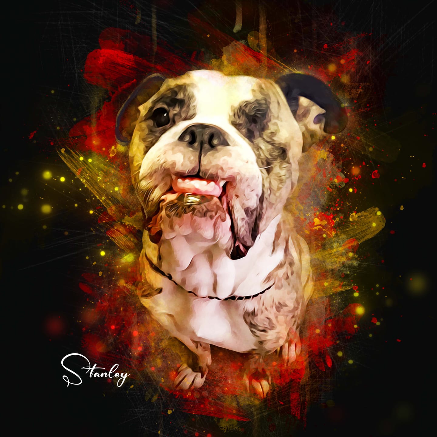 Customer photo review of Custom Neon Watercolor Pet Portrait – Aesthetic Neon Style (AN)