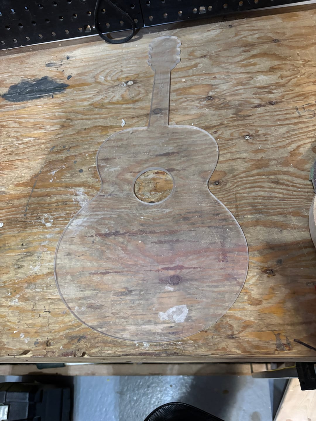 Customer photo review of 20.0x9.5" Acoustic Guitar Serving Board Acrylic Router Template