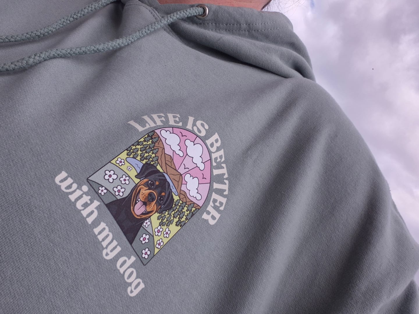 Customer photo review of Personalised Life is Better with your dog Hoody