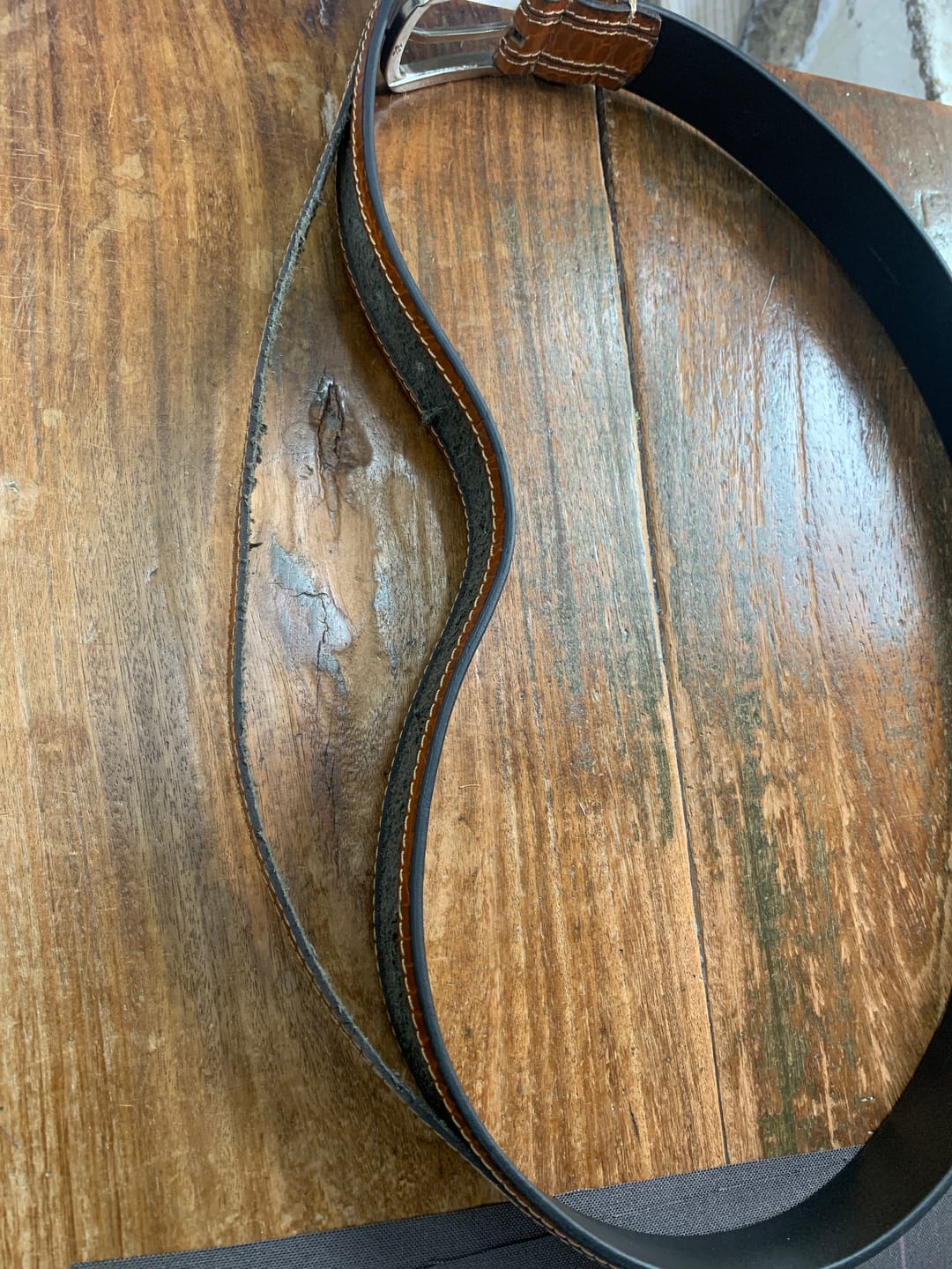Customer photo review of Bacca Bucci Men's Smooth Grain Leather with Croco Embossed Belt