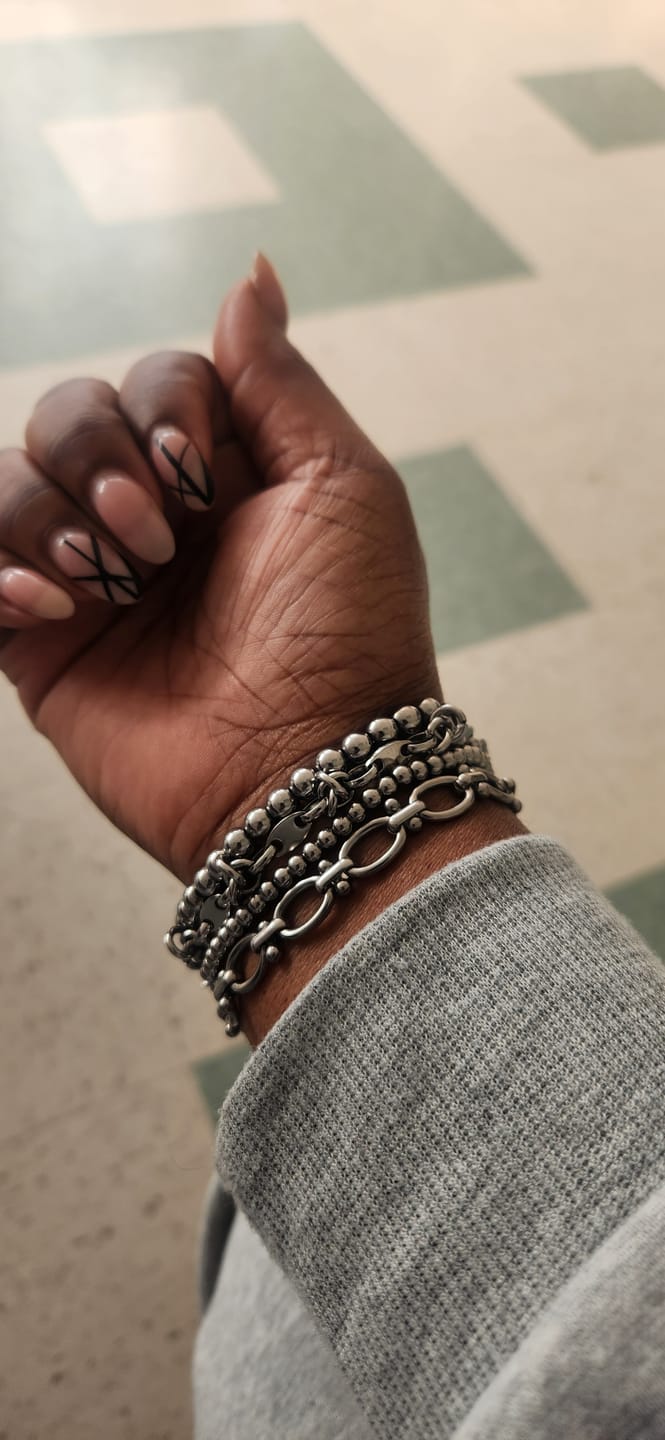 Customer photo review of Chrisette Stainless Steel Bracelet Stack
