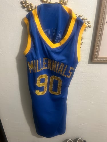 Customer photo review of Custom Royal Gold Women Basketball Jersey Sequined Dress