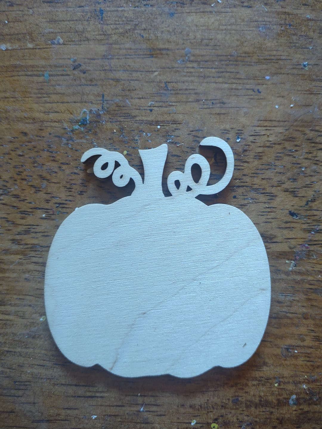 Customer photo review of Unfinished Wood Pumpkin with Vines Shape | DIY Craft Cutout | up to 46" DIY