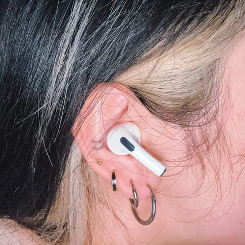 Customer photo review of My Huggies Hoop Earrings