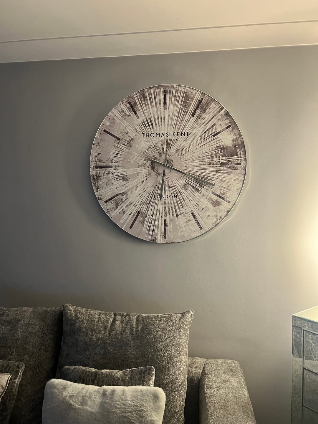 Customer photo review of Thomas Kent London. Starburst Wall Clock 36" (92cm) Silver
