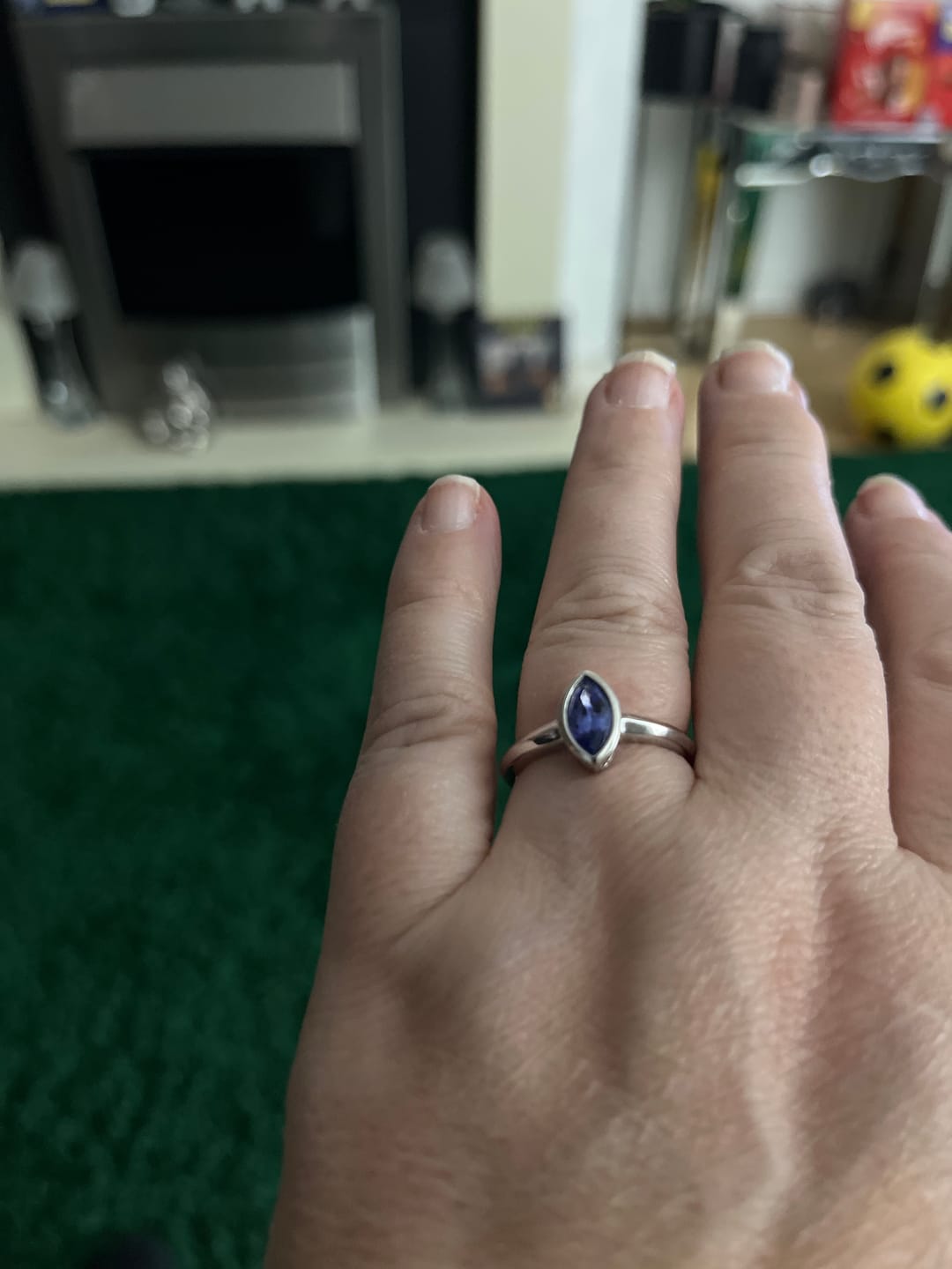 Customer photo review of Surf Moon Ring with Tanzanite