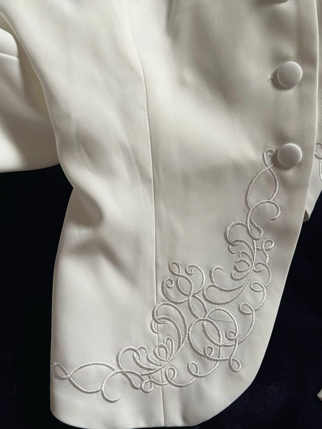 Customer photo review of Polyester Two-Piece Set Stand Collar Long Sleeve Top — Cream Ivory | KIMLUD