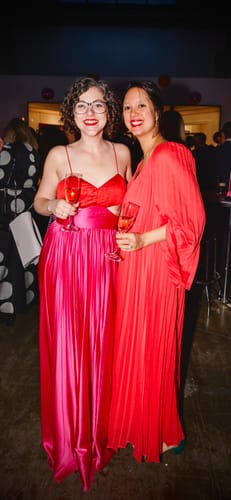 Customer photo review of Elodie Gown in Magenta by AMUR - RENTAL