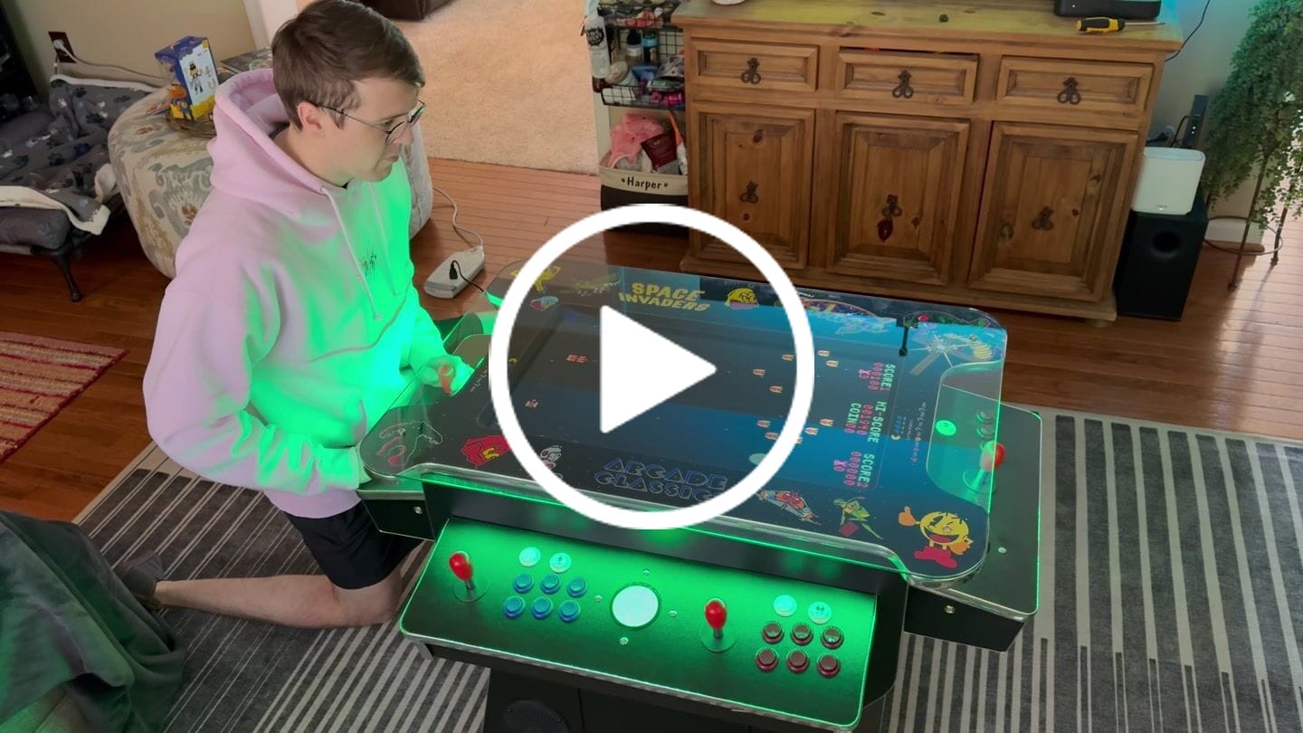 Customer video review of Cocktail Arcade Machine 4600 Games  Tilt Up Black Lift Up Retro Multi-cade Table