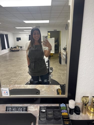 Customer photo review of Over Shoulder Black Acid Washed Apron