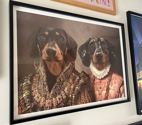 Customer photo review of The Queen & The Duchess  – Custom Vintage Pet Portrait