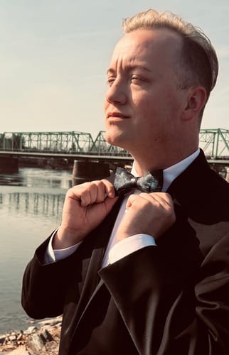 Customer photo review of The Azul- Feather Bow Tie