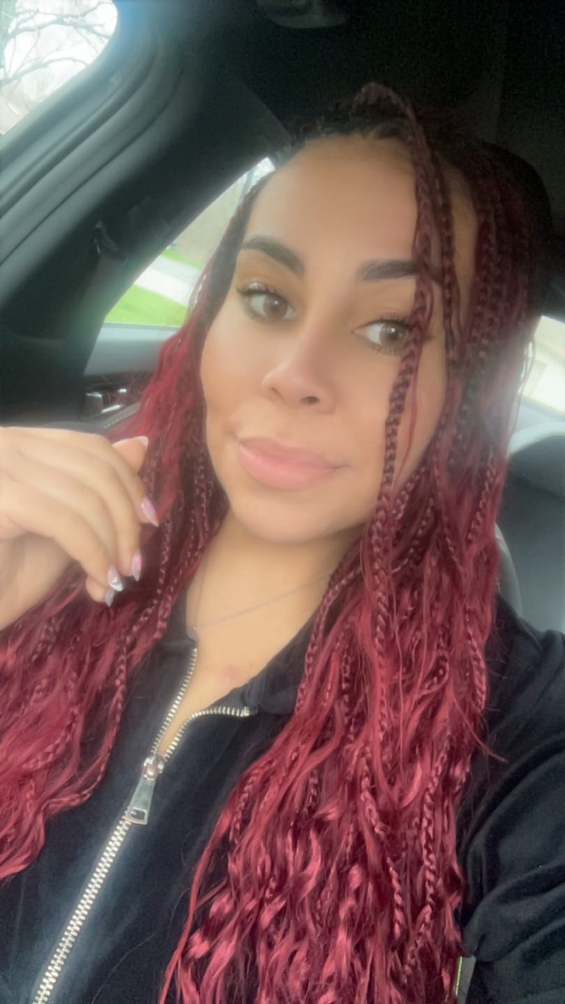 Customer photo review of #99J/Burgundy Mix Color Blend Loose Deep Wave Bulk Hair for Braiding