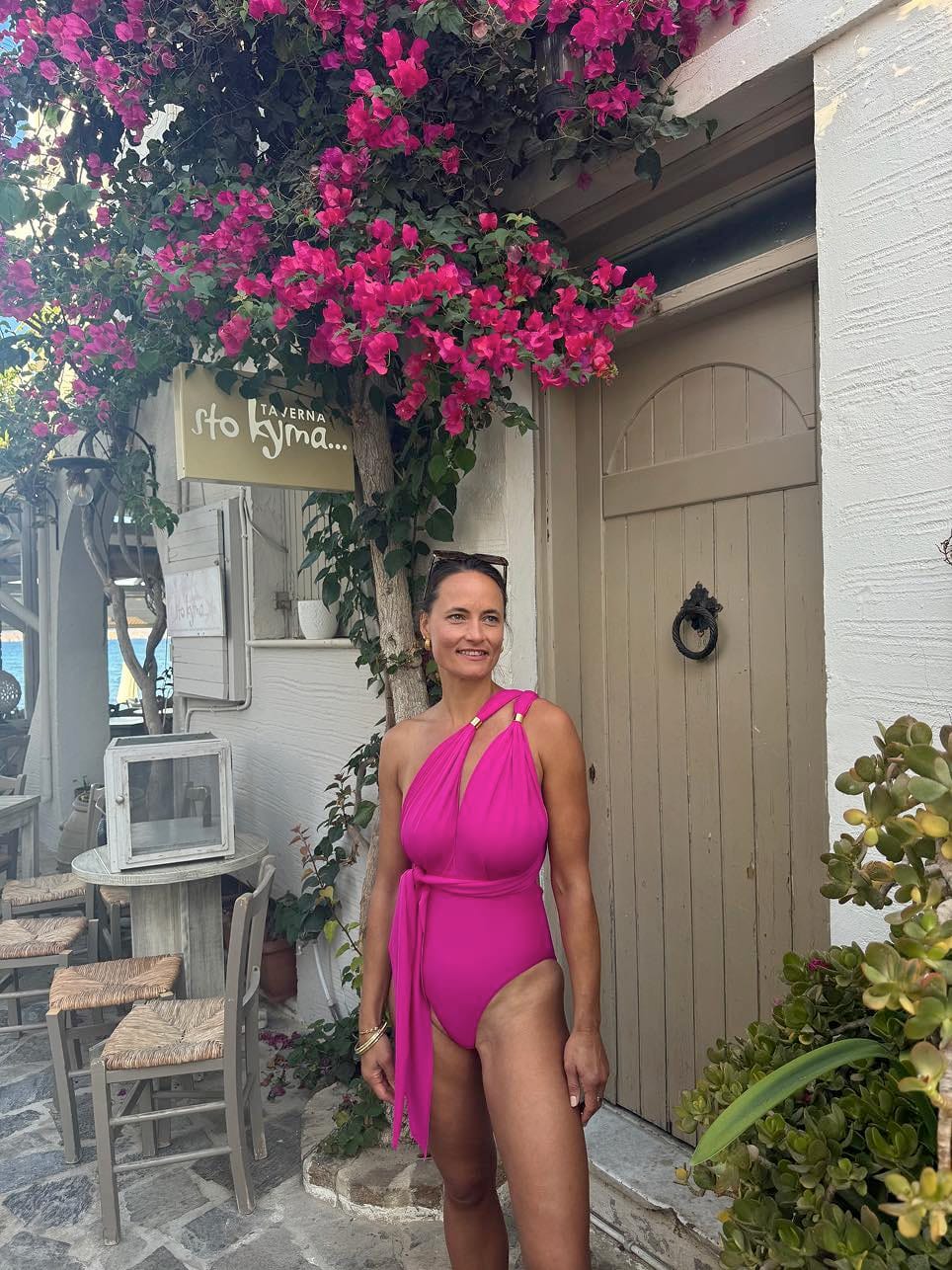 Customer photo review of Reversible & Convertible Swimsuit STRAWBERRY RED + HOT PINK