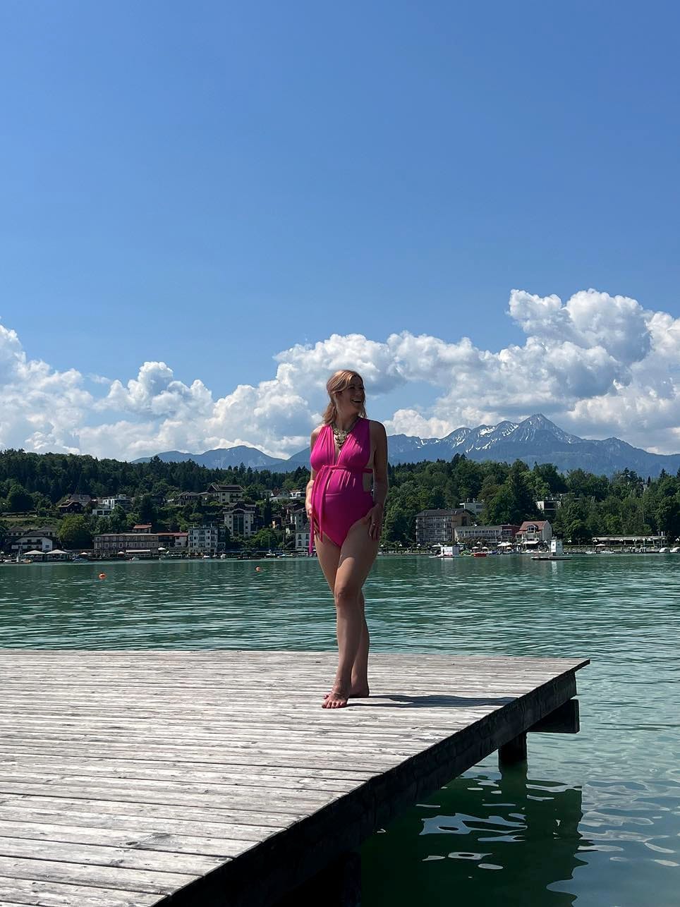 Customer photo review of Reversible & Convertible Swimsuit HOT PINK + STRAWBERRY RED