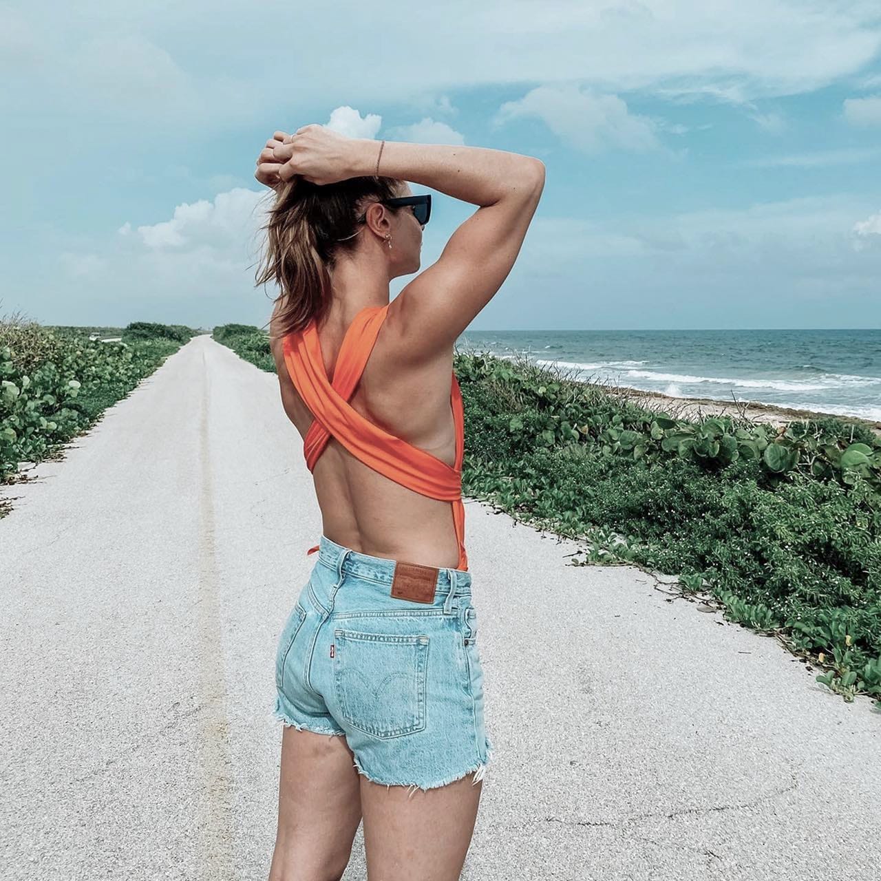 Customer photo review of Reversible & Convertible Swimsuit HOT PINK + STRAWBERRY RED