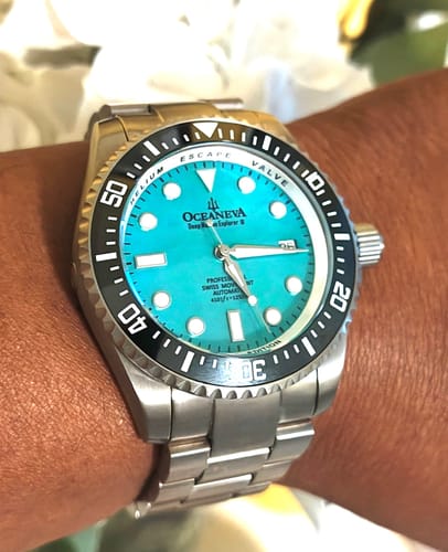 Customer photo review of Oceaneva Men's Deep Marine Explorer II 1250M Titanium Watch - Aquamarine Dial