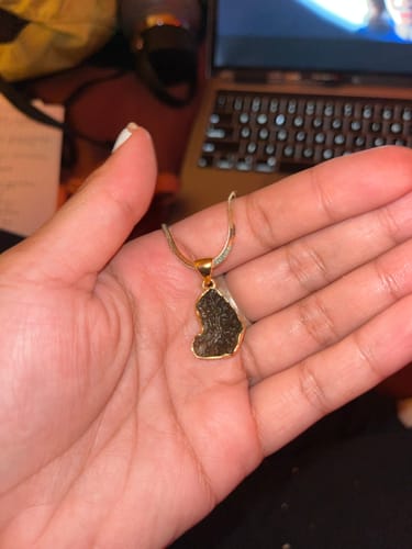 Customer photo review of 18K Gold-Plated Moldavite Pendants (Choose Your Fav)!