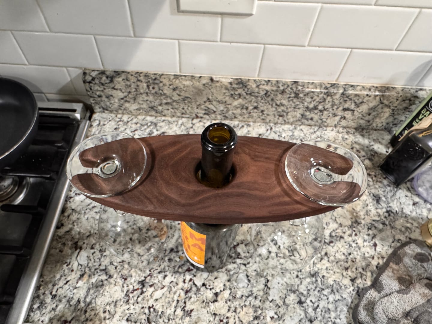 Customer photo review of 11x4" Wine Caddy 1 Acrylic Router Template