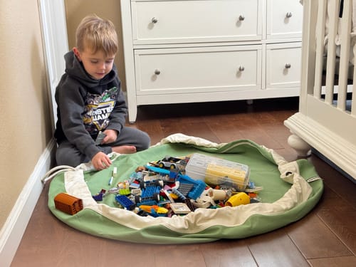 Customer photo review of Large Toy Storage Bag - Sage Green