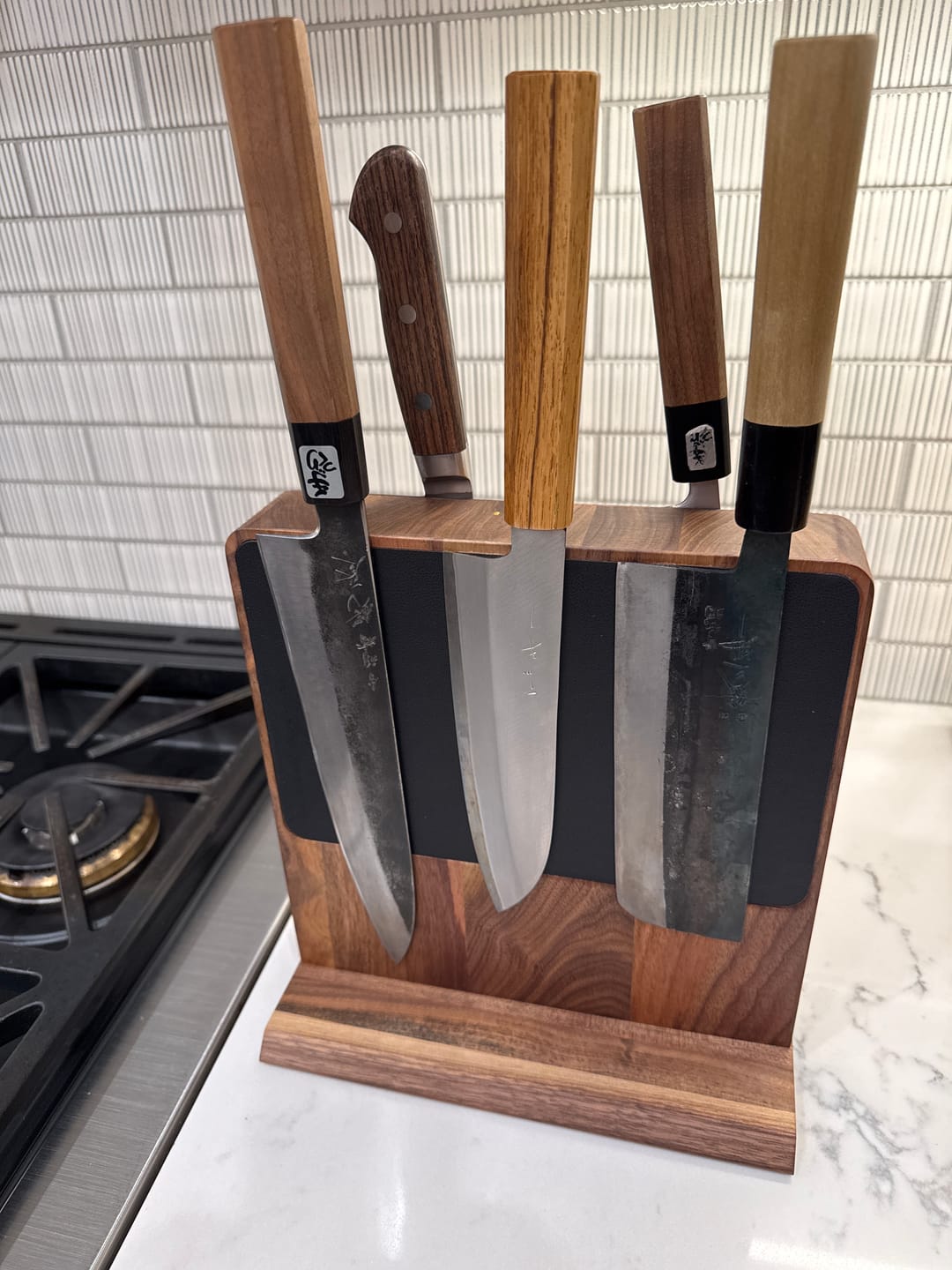 Customer photo review of Magnetic Knife Block - Walnut