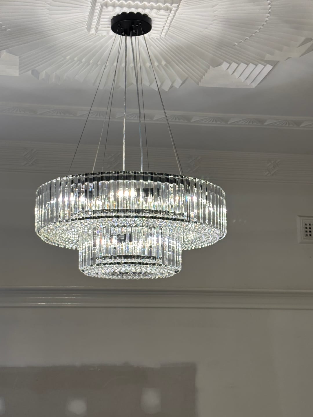 Customer photo review of Glam Luxury 12-Light Crystal Accents Tiered Round Drum Chandelier
