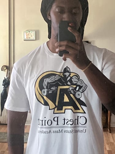 Customer photo review of CHEST POINT COLLEGE T-shirt