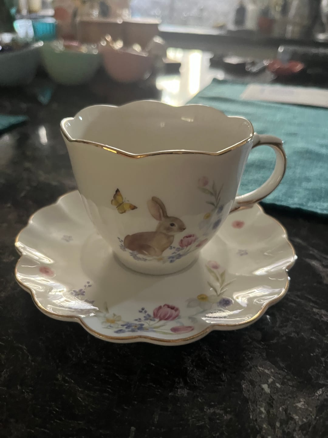 Customer photo review of Meadow Bunny Fine Porcelain Tea Cup and Saucer