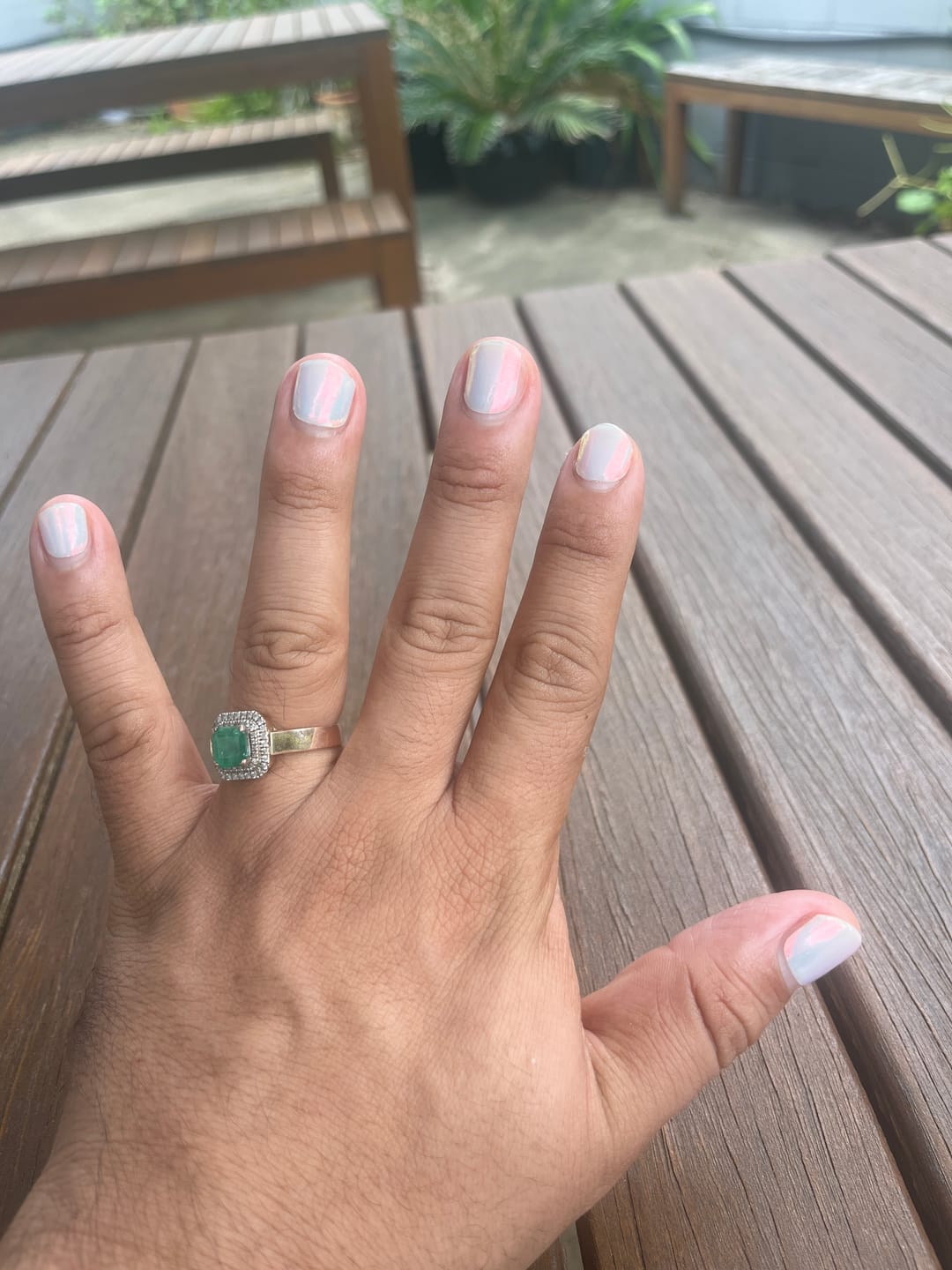 Customer photo review of Aqua Pink (Pearlescent) DIY Semicured Gel Nail Sticker Kit
