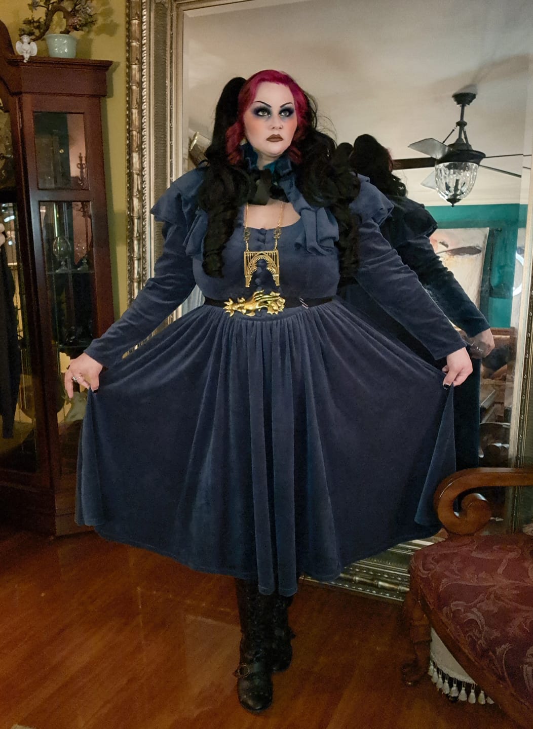 Customer photo review of CRIMSON PEAK™ Lady Lucille Victorian Dress with Capelet in Teal